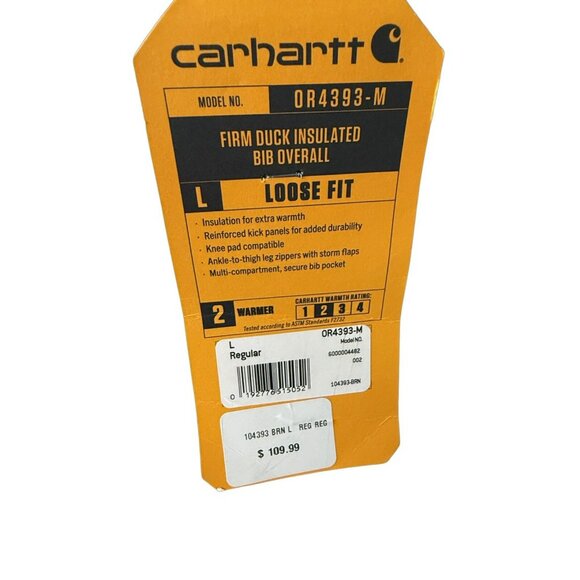 Carhartt Mens Brown Loose Fit Lined ,Duck Bib Overalls Size Large 0R004393-M - Picture 7 of 8